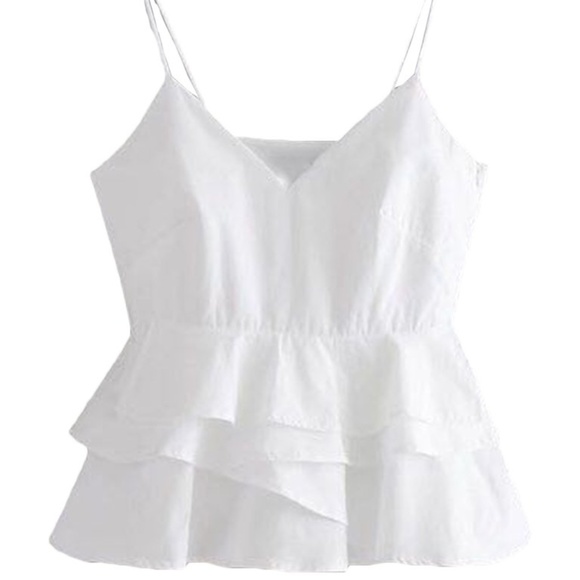 Zara Tops - NWT WHITE RUFFLE CAMI TOP, SIZE SMALL